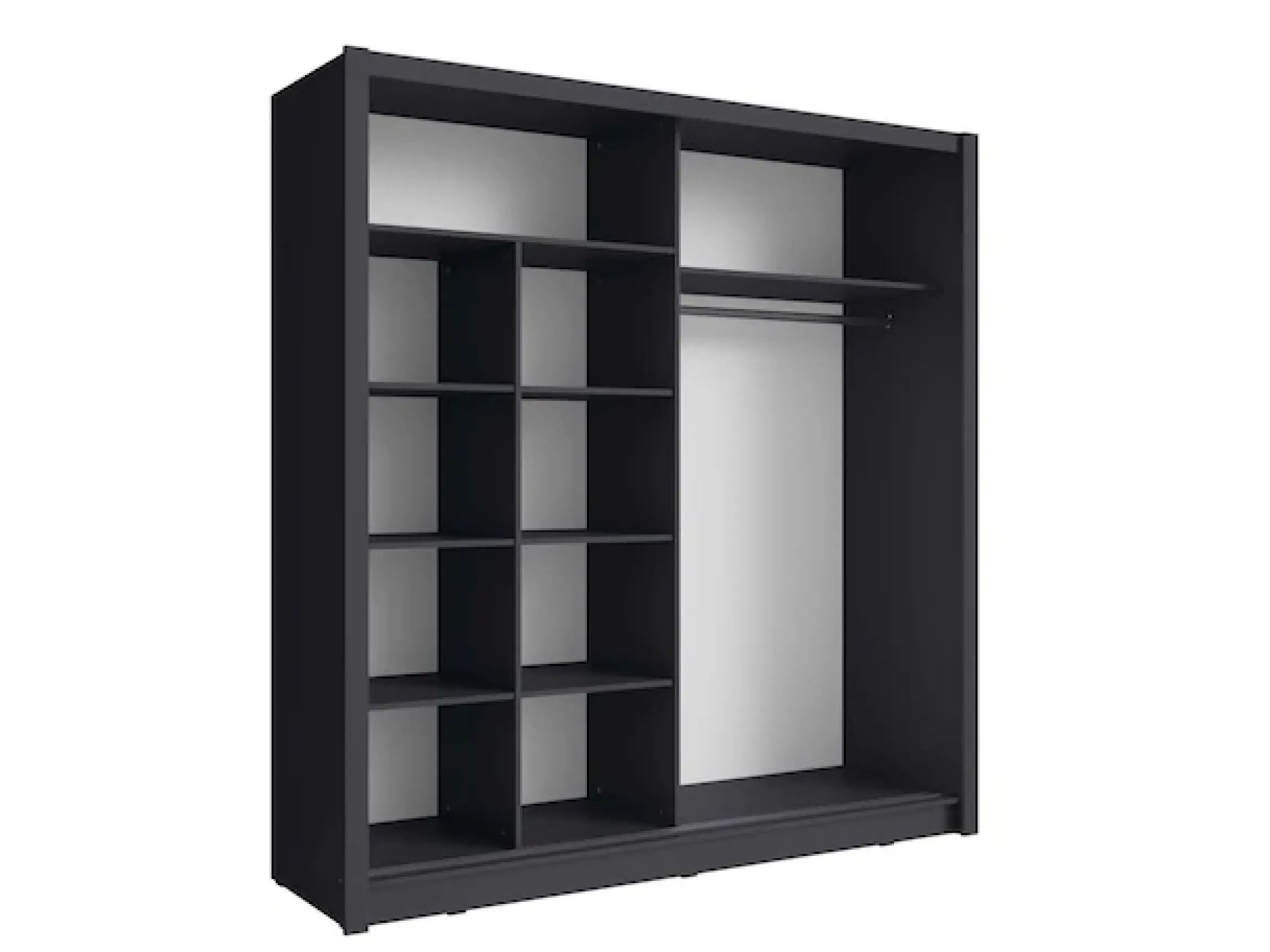 Home affaire Kleiderschrank »JULIETTA Schiebetürenschrank mit 10 Fächer, Kleiderstange und Spiegel« Garderobe mit 2 Schwebetüren und Spiegel, Maße B/T/H: 205/63/215 cm
