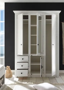 Home affaire Kleiderschrank »California Landhaus Wäscheschrank mit Spiegel, 147 oder 236cm breit« INKLUSIVE komplette Innenausstattung, mit einzigartigen Griffen