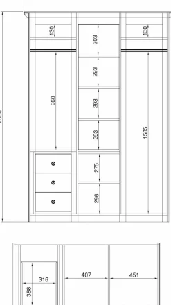 Home affaire Kleiderschrank »California Landhaus Wäscheschrank mit Spiegel, 147 oder 236cm breit« INKLUSIVE komplette Innenausstattung, mit einzigartigen Griffen