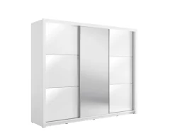 Home affaire Kleiderschrank »LANDERY Garderobe mit Spiegel, 8 Fächer, 2 Kleiderstangen, Beleuchtung« Schiebetürenschrank mit 3 Türen, Maße B/T/H: 252/67/213cm