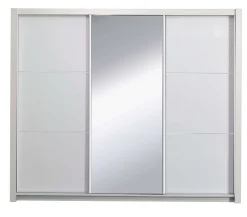 Home affaire Kleiderschrank »LANDERY Garderobe mit Spiegel, 8 Fächer, 2 Kleiderstangen, Beleuchtung« Schiebetürenschrank mit 3 Türen, Maße B/T/H: 252/67/213cm