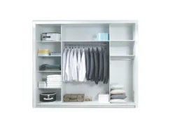 Home affaire Kleiderschrank »LANDERY Garderobe mit Spiegel, 8 Fächer, 2 Kleiderstangen, Beleuchtung« Schiebetürenschrank mit 3 Türen, Maße B/T/H: 252/67/213cm