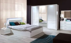 Home affaire Kleiderschrank »LANDERY Garderobe mit Spiegel, 8 Fächer, 2 Kleiderstangen, Beleuchtung« Schiebetürenschrank mit 3 Türen, Maße B/T/H: 252/67/213cm