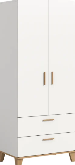 Home affaire Kleiderschrank »LASSE, Schlafzimmerschrank, Garderobe, Schrank« in verschiedenen Breiten erhältich, im Scandi-Look, 1 Stk. tlg. 2 Türen, 2 Schubkästen, 1 Konstruktionsboden, 1 Kleiderstange