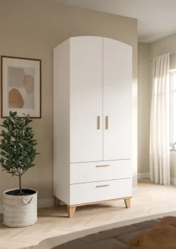 Home affaire Kleiderschrank »LASSE, Schlafzimmerschrank, Garderobe, Schrank« in verschiedenen Breiten erhältich, im Scandi-Look, 1 Stk. tlg. 2 Türen, 2 Schubkästen, 1 Konstruktionsboden, 1 Kleiderstange