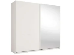 Home affaire Kleiderschrank »LISELOTTE mit Spiegel, wahlweise mit Beleuchtung, Breite 221 cm« Garderobe mit 2 Schwebetüren, weiß oder cashmere, B/H/T: 221×207×60 cm