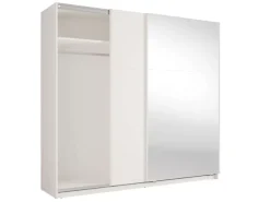 Home affaire Kleiderschrank »LISELOTTE mit Spiegel, wahlweise mit Beleuchtung, Breite 221 cm« Garderobe mit 2 Schwebetüren, weiß oder cashmere, B/H/T: 221×207×60 cm