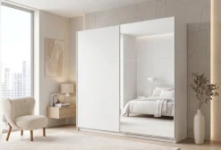Home affaire Kleiderschrank »LISELOTTE mit Spiegel, wahlweise mit Beleuchtung, Breite 221 cm« Garderobe mit 2 Schwebetüren, weiß oder cashmere, B/H/T: 221×207×60 cm