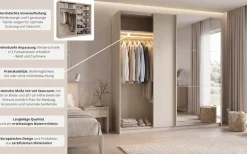 Home affaire Kleiderschrank »LISELOTTE mit Spiegel, wahlweise mit Beleuchtung, Breite 221 cm« Garderobe mit 2 Schwebetüren, weiß oder cashmere, B/H/T: 221×207×60 cm