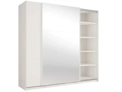 Home affaire Kleiderschrank »LISELOTTE mit Spiegel, wahlweise mit Beleuchtung, Breite 221 cm« Garderobe mit 2 Schwebetüren, weiß oder cashmere, B/H/T: 221×207×60 cm