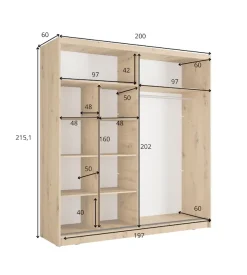 Home affaire Kleiderschrank »VILLEFRANCHE modern mit viel Stauraum, Fächer & Kleiderstange, Spiegel« Garderobe in 3 Breiten (155, 205, 248 cm), erhältlich in 3 Farben
