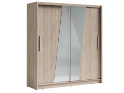 Home affaire Kleiderschrank »JULIETTA Schiebetürenschrank mit 10 Fächer, Kleiderstange und Spiegel« Garderobe mit 2 Schwebetüren und Spiegel, Maße B/T/H: 205/63/215 cm
