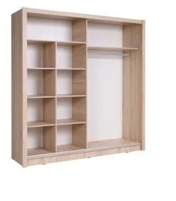 Home affaire Kleiderschrank »JULIETTA Schiebetürenschrank mit 10 Fächer, Kleiderstange und Spiegel« Garderobe mit 2 Schwebetüren und Spiegel, Maße B/T/H: 205/63/215 cm