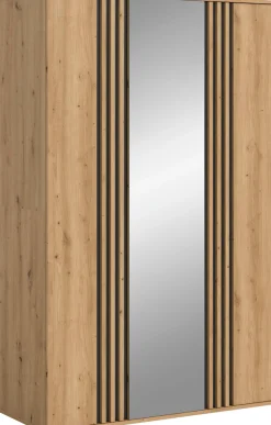 Home affaire Kleiderschrank »ALVA, Breite 120 cm, mit griffloser Front in Paneeloptik, Schrank« Schlafzimmerschrank in weiteren Ausführungen erhältlich,3 Türen, davon 1 Spiegeltür, 1 Kleiderstange, 5 Einlegeböden