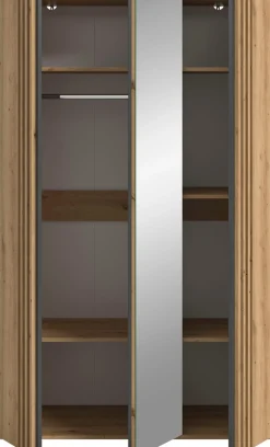 Home affaire Kleiderschrank »ALVA, Breite 120 cm, mit griffloser Front in Paneeloptik, Schrank« Schlafzimmerschrank in weiteren Ausführungen erhältlich,3 Türen, davon 1 Spiegeltür, 1 Kleiderstange, 5 Einlegeböden