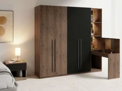 Home affaire Kleiderschrank »RIMINI Drehtürenschrank mit Soft-Close-Funktion, B/T/H: 180/60/220 cm« Garderobe mit 4 Drehtüren und schwarzem Griffen, viel Stauraum