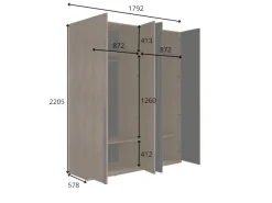 Home affaire Kleiderschrank »RIMINI Drehtürenschrank mit Soft-Close-Funktion, B/T/H: 180/60/220 cm« Garderobe mit 4 Drehtüren und schwarzem Griffen, viel Stauraum