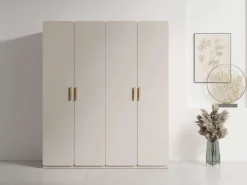Home affaire Kleiderschrank »CLAREI mit 2 Einlegeböden, 2 Kleiderstangen, Maße B/H/T 179/210/60,5cm« Garderobe mit 4 Drehtüren und goldenen Kunststoffgriffen