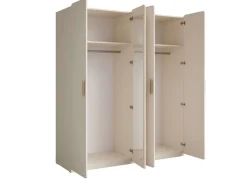 Home affaire Kleiderschrank »CLAREI mit 2 Einlegeböden, 2 Kleiderstangen, Maße B/H/T 179/210/60,5cm« Garderobe mit 4 Drehtüren und goldenen Kunststoffgriffen