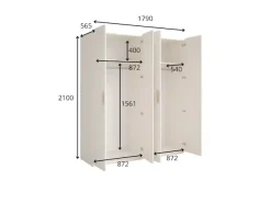Home affaire Kleiderschrank »CLAREI mit 2 Einlegeböden, 2 Kleiderstangen, Maße B/H/T 179/210/60,5cm« Garderobe mit 4 Drehtüren und goldenen Kunststoffgriffen