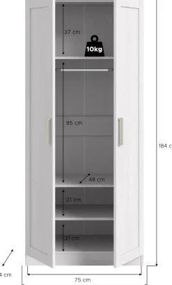 Home affaire Kleiderschrank »BAKKE, Kleiderschrank inkl. 1 Kleiderstange« 1 Stk. tlg. Kleiderschrank, Drehtürenschrank, Graderobenschrank, Mehrzweckschrabnk