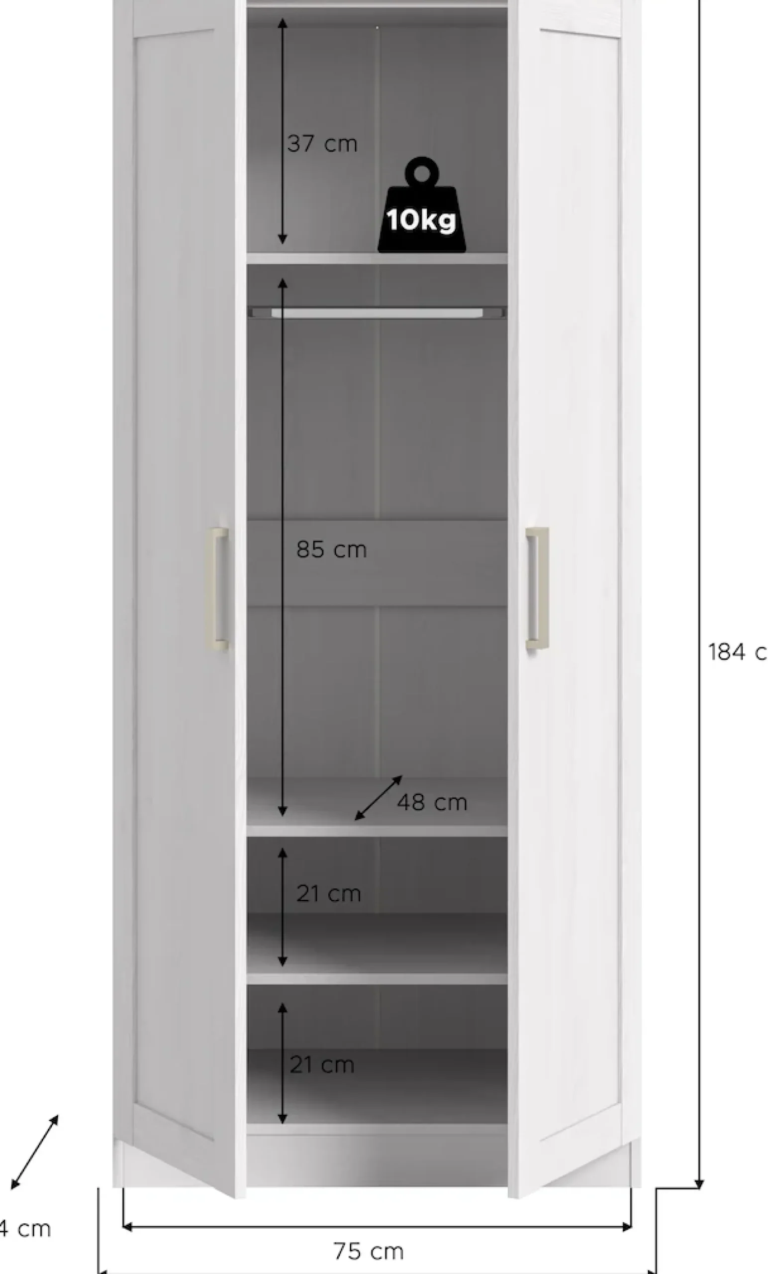 Home affaire Kleiderschrank »BAKKE, Kleiderschrank inkl. 1 Kleiderstange« 1 Stk. tlg. Kleiderschrank, Drehtürenschrank, Graderobenschrank, Mehrzweckschrabnk