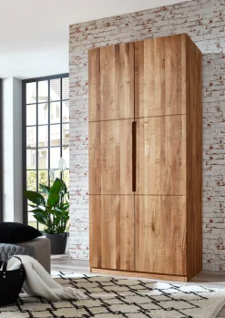 Home affaire Kleiderschrank »Azelie, aus Wildeiche« Massivholz-Kleiderschrank, im 50 cm Raster planbar