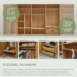 Home affaire Kleiderschrank »Azelie, aus Wildeiche« Massivholz-Kleiderschrank, im 50 cm Raster planbar