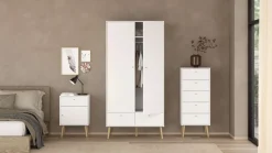 Home affaire Kleiderschrank »Bodo, Drehtürenschrank, Aufbewahrung Kasten Schrank Stauraum« 2 Türen, 2 Schubladen, Beine und Griffe Massivholz, Breite 99 cm