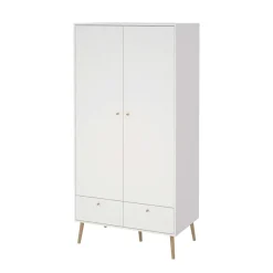 Home affaire Kleiderschrank »Bodo, Drehtürenschrank, Aufbewahrung Kasten Schrank Stauraum« 2 Türen, 2 Schubladen, Beine und Griffe Massivholz, Breite 99 cm