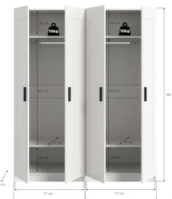 Home affaire Kleiderschrank »Farmsen,Schlafzimmerschrank, Garderobe, Schrank« Schrank-Kombi, Schlafzimmer, Garderobenschrank, Flur,Set best. aus: 2 Kleiderschränken, individuell platzierbar