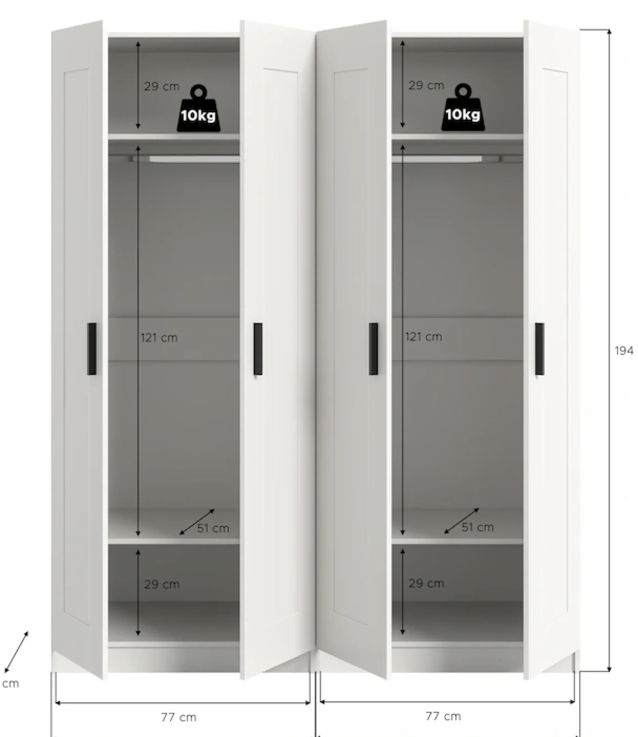 Home affaire Kleiderschrank »Farmsen,Schlafzimmerschrank, Garderobe, Schrank« Schrank-Kombi, Schlafzimmer, Garderobenschrank, Flur,Set best. aus: 2 Kleiderschränken, individuell platzierbar