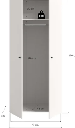 Home affaire Kleiderschrank »BILLINGS, Schlafzimmerschrank, Schrank, Garderobenschrank« OTTO BESTSELLER, Garderobe & Schlafzimmer,Breite 80cm, weiß, 2-türig, inkl. 1 Kleiderstange und 1 Ablageboden
