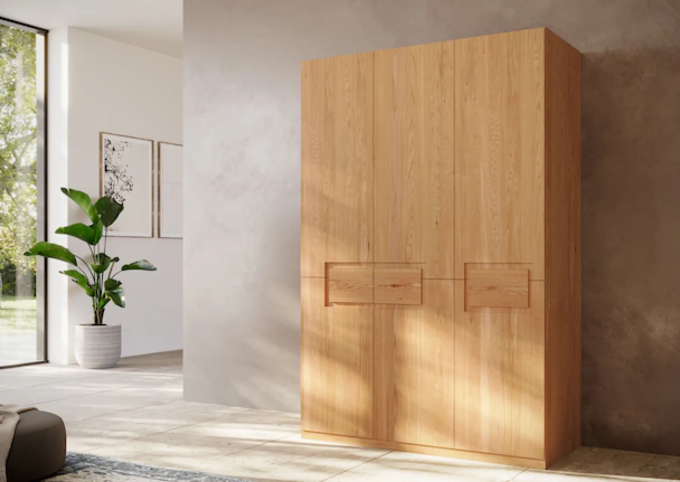 Home affaire Kleiderschrank »Léopoldine aus Kernbuche, erhältlich in verschiedenen Breiten« Massivholz-Kleiderschrank, im 50 cm Raster planbar