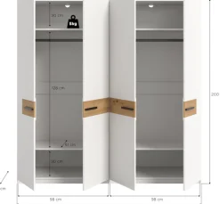 Home affaire Kleiderschrank »NIEL, Schlafzimmerschrank, Garderobe, Schrank« BxH: 200x200 cm, 2 Kleiderstangen, 4 Einlegeböden, 1 Stk. tlg. Kleiderschrank, Schrank, Schlafzimmer, Jugendzimmer