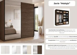 Home affaire Kleiderschrank »MALOJA modern mit viel Stauraum, Fächer & Kleiderstange, Breite 200 cm« Garderobe mit 2 Schiebetüren, mit Spiegel, erhältlich in 2 Farben