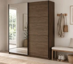 Home affaire Kleiderschrank »MALOJA modern mit viel Stauraum, Fächer & Kleiderstange, Breite 200 cm« Garderobe mit 2 Schiebetüren, mit Spiegel, erhältlich in 2 Farben