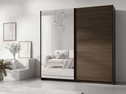 Home affaire Kleiderschrank »MALOJA modern mit viel Stauraum, Fächer & Kleiderstange, Breite 200 cm« Garderobe mit 2 Schiebetüren, mit Spiegel, erhältlich in 2 Farben