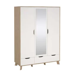 Home affaire Kleiderschrank »Ikast Drehtürenschrank, Spiegeltür, Aufbewahrung, Schrank, Stauraum« 1 Spiegeltür, 2 Türen, 3 Schubladen, Höhe 201 cm, Breite 147 cm