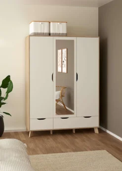 Home affaire Kleiderschrank »Ikast Drehtürenschrank, Spiegeltür, Aufbewahrung, Schrank, Stauraum« 1 Spiegeltür, 2 Türen, 3 Schubladen, Höhe 201 cm, Breite 147 cm