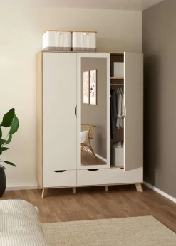 Home affaire Kleiderschrank »Ikast Drehtürenschrank, Spiegeltür, Aufbewahrung, Schrank, Stauraum« 1 Spiegeltür, 2 Türen, 3 Schubladen, Höhe 201 cm, Breite 147 cm