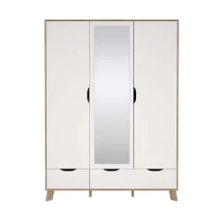 Home affaire Kleiderschrank »Ikast Drehtürenschrank, Spiegeltür, Aufbewahrung, Schrank, Stauraum« 1 Spiegeltür, 2 Türen, 3 Schubladen, Höhe 201 cm, Breite 147 cm