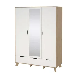 Home affaire Kleiderschrank »Ikast Drehtürenschrank, Spiegeltür, Aufbewahrung, Schrank, Stauraum« 1 Spiegeltür, 2 Türen, 3 Schubladen, Höhe 201 cm, Breite 147 cm
