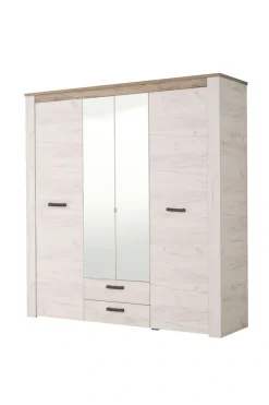 Home affaire Kleiderschrank »Kent, FSC®-zertifizierter Holzwerkstoff, Made in Europe« Schlafzimmerschrank mit Spiegel und Schubladen, 198,5x55,5x206,5cm
