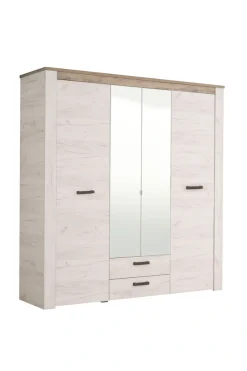 Home affaire Kleiderschrank »Kent, FSC®-zertifizierter Holzwerkstoff, Made in Europe« Schlafzimmerschrank mit Spiegel und Schubladen, 198,5x55,5x206,5cm