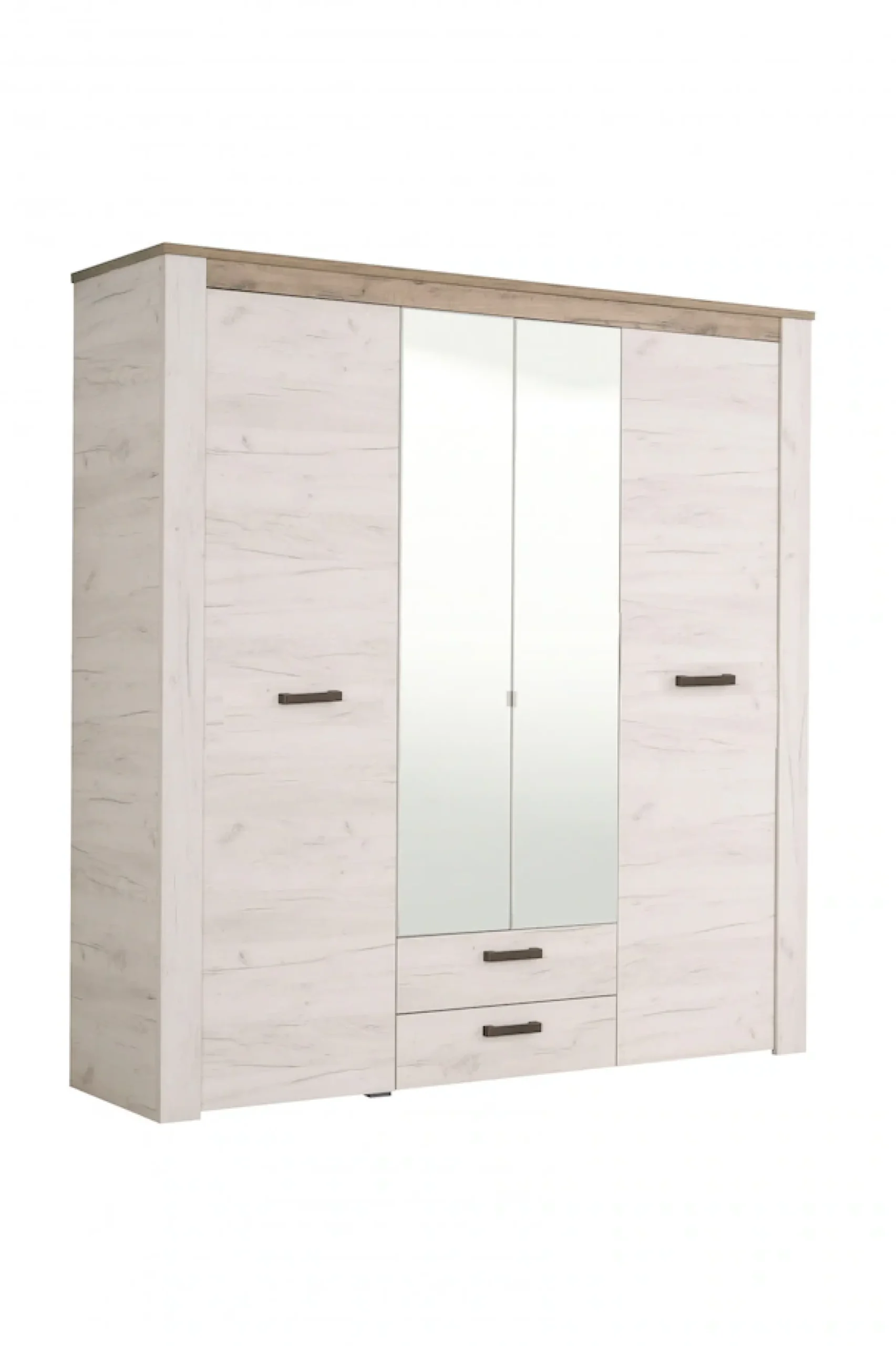 Home affaire Kleiderschrank »Kent, FSC®-zertifizierter Holzwerkstoff, Made in Europe« Schlafzimmerschrank mit Spiegel und Schubladen, 198,5x55,5x206,5cm