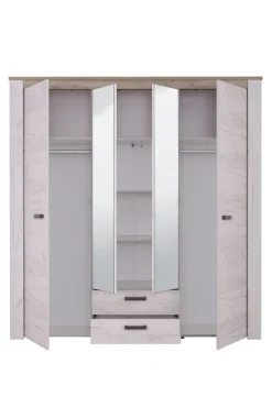 Home affaire Kleiderschrank »Kent, FSC®-zertifizierter Holzwerkstoff, Made in Europe« Schlafzimmerschrank mit Spiegel und Schubladen, 198,5x55,5x206,5cm