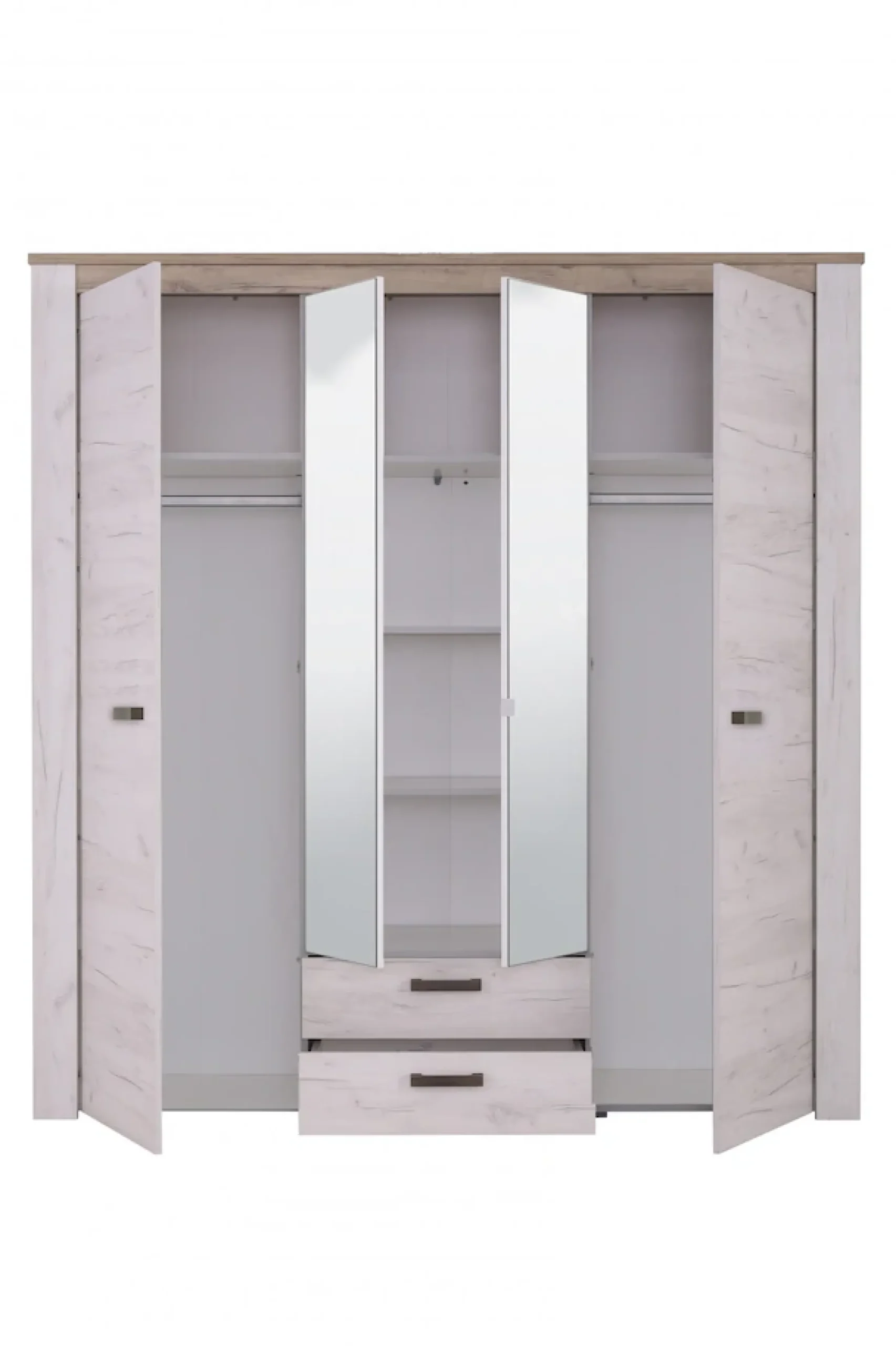 Home affaire Kleiderschrank »Kent, FSC®-zertifizierter Holzwerkstoff, Made in Europe« Schlafzimmerschrank mit Spiegel und Schubladen, 198,5x55,5x206,5cm