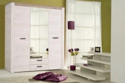 Home affaire Kleiderschrank »Kent, FSC®-zertifizierter Holzwerkstoff, Made in Europe« Schlafzimmerschrank mit Spiegel und Schubladen, 198,5x55,5x206,5cm