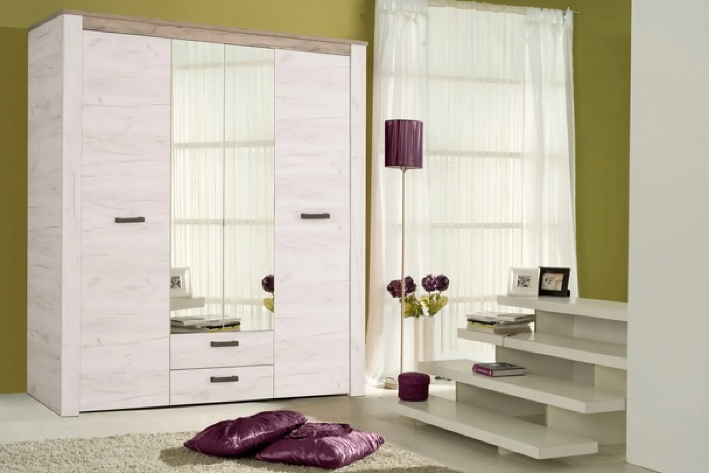 Home affaire Kleiderschrank »Kent, FSC®-zertifizierter Holzwerkstoff, Made in Europe« Schlafzimmerschrank mit Spiegel und Schubladen, 198,5x55,5x206,5cm